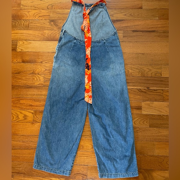 Free People Women's Joyride Cropped Demin Jumpsuit Size 4 Great Condition - Picture 7 of 8